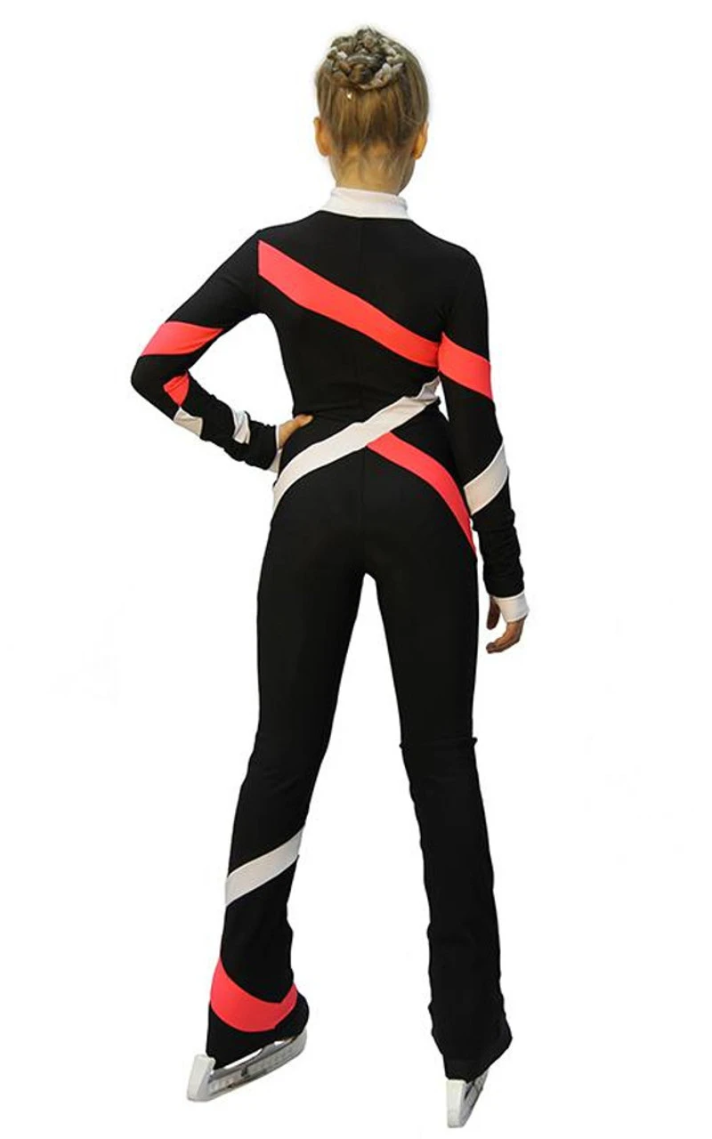 IceDress - Figure Skating Training Overalls - Quad (Black, Coral And White) 6 IceDress - Figure Skating Training Overalls - Quad (Black, Coral And White) - Image 4