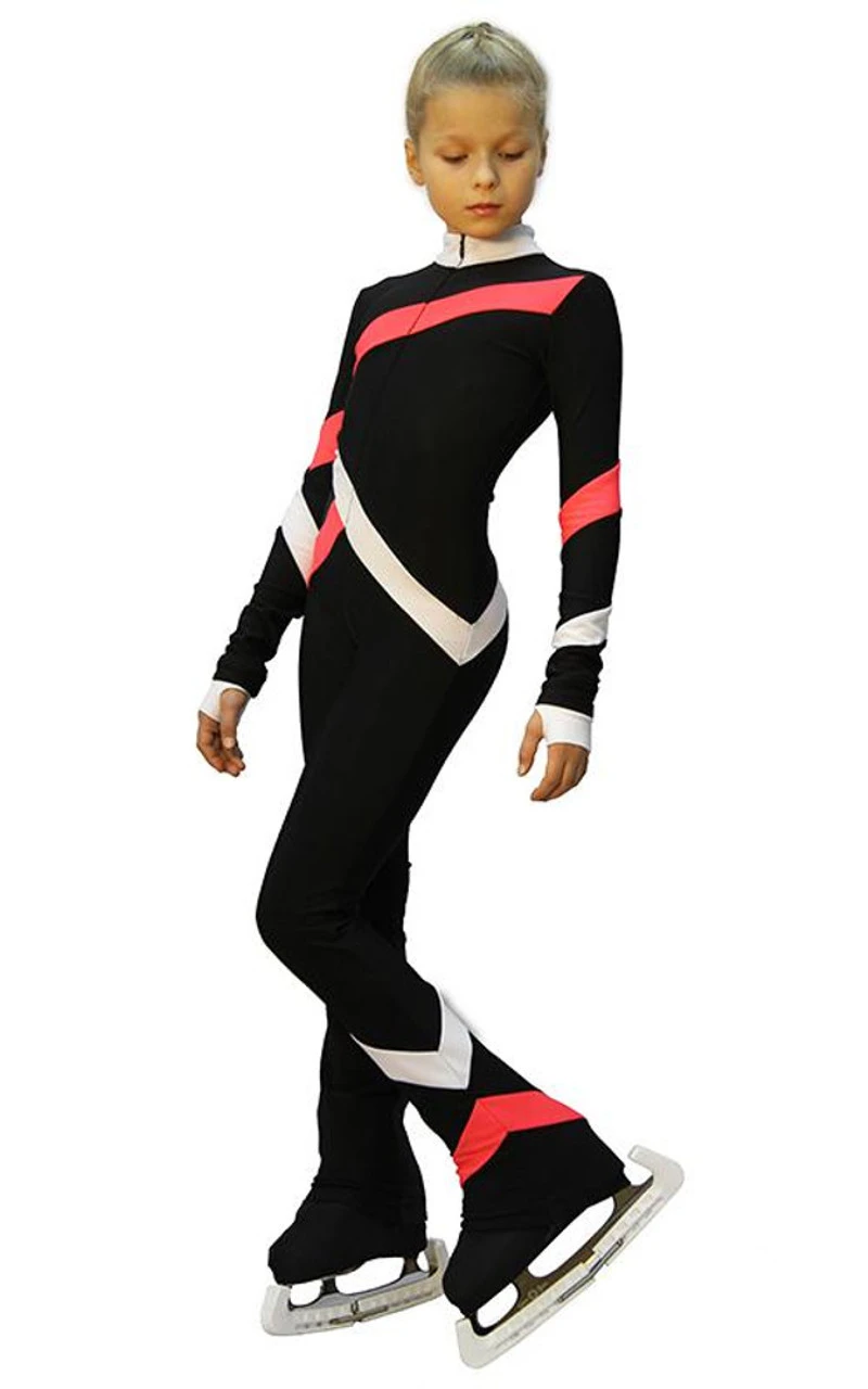 IceDress - Figure Skating Training Overalls - Quad (Black, Coral And White) 4 IceDress - Figure Skating Training Overalls - Quad (Black, Coral And White) - Image 2