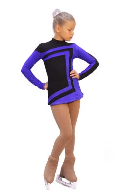 IceDress Figure Skating Dress-Thermal - Avangard (Black With Cornflower)