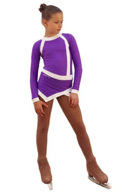 IceDress Figure Skating Dress - Thermal - IceSports (Purple And White)