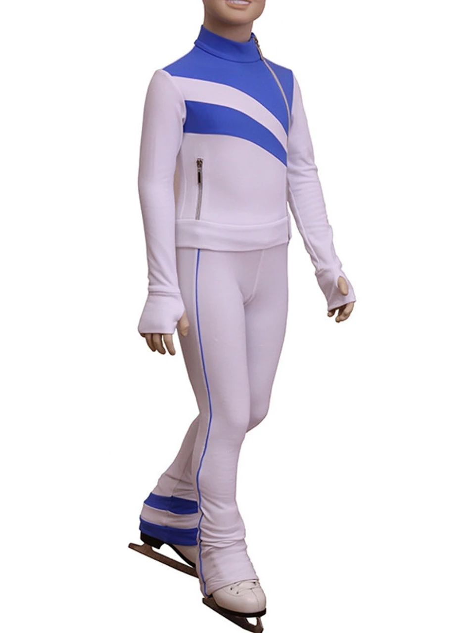 IceDress Figure Skating Thermal Jacket - Rays (White And Blue) 5 IceDress Figure Skating Thermal Jacket - Rays (White And Blue) - Image 3