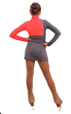IceDress Figure Skating Dress - Thermal - IceFashion (Light Grey And Hot Coral) -SkateHaven Store f53df7320e8a 76557 44185 71538.1582465426