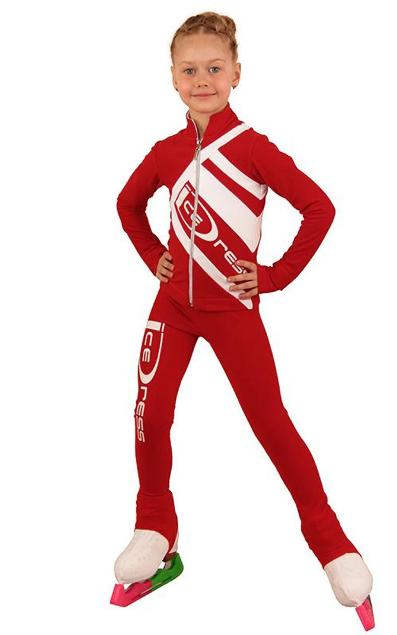 IceDress Figure Skating Outfit - Thermal - IceDress (Red With White) 4 IceDress Figure Skating Outfit - Thermal - IceDress (Red With White) - Image 2