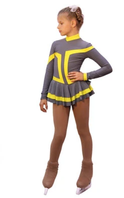 IceDress Figure Skating Dress - Thermal -Choctaw (Gray With Yellow Line) -SkateHaven Store fcc0b707c91d47e015cef6e301e1df62 18058 19003 94569 01721 19270 41379.1582448056