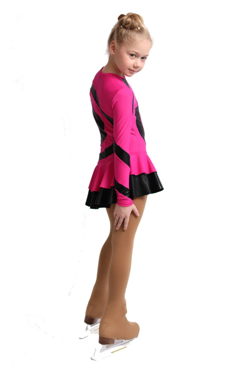 IceDress Figure Skating Dress - Thermal - Serpentine (Fuchsia With Black Lycra) 9 IceDress Figure Skating Dress - Thermal - Serpentine (Fuchsia With Black Lycra) - Image 7