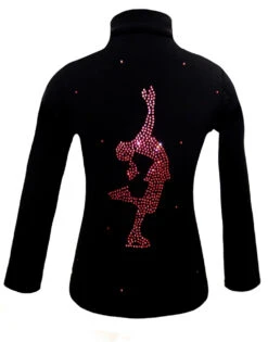 Black Ice Skating Jacket With Pink Crystals "Layback" Rhinestone Applique