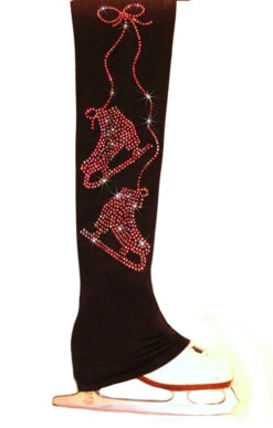 Ice Skating Pants With Fuchsia Crystals "Pair Of Skates" Applique