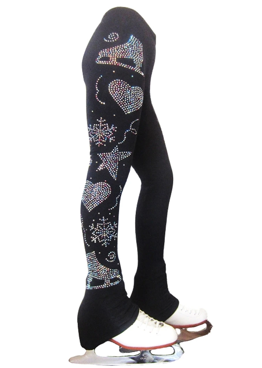 Figure Skating Pants With Multi Mix Colors Rhinestone Design Applique 4 Figure Skating Pants With Multi Mix Colors Rhinestone Design Applique - Image 2