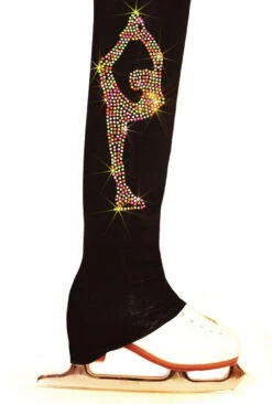 Ice Skating Pants With "Neon Biellmann" Rhinestuds Design