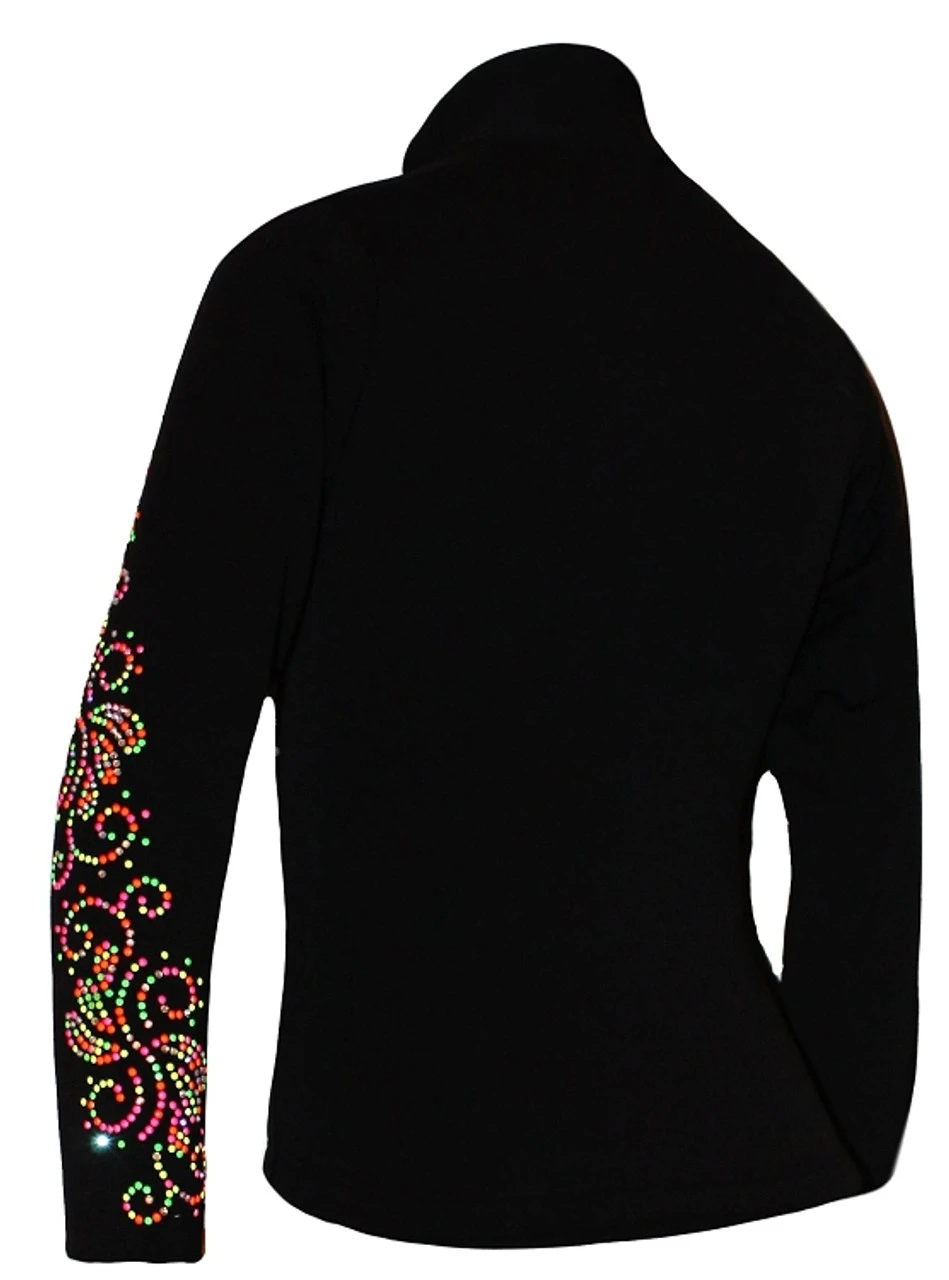 Ice Skating Jacket With "Neon Swirls" Rhinestuds Design 5 Ice Skating Jacket With "Neon Swirls" Rhinestuds Design - Image 3