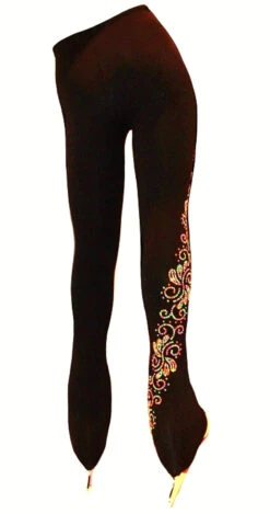 Ice Skating Pants With "Neon Swirls" Rhinestuds Design