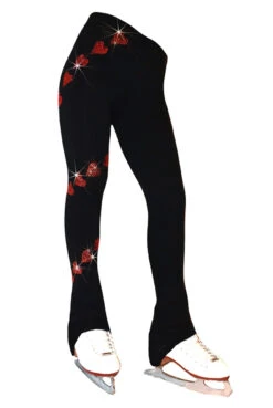 Ice Skating Pants With "Orange Spiral Hearts" Rhinestones Design