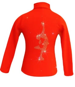 Orange Ice Skating Jacket With "Layback" Rhinestone Applique