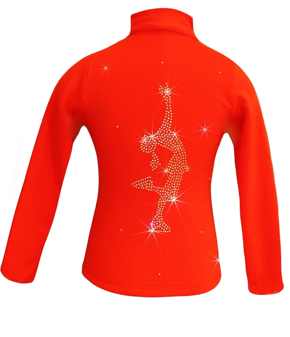 Orange Ice Skating Jacket With "Layback" Rhinestone Applique 3 Orange Ice Skating Jacket With "Layback" Rhinestone Applique