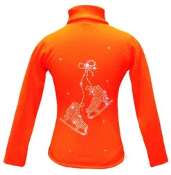 Orange Ice Skating Jacket With "Pair Of Skates" Rhinestone Applique (20% OFF, Size AXS)