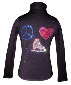 Black Ice Skating Jacket With "Peace Love Skate" Rhinestone Applique