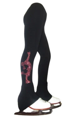 Figure Skating Pants With Pink Crystals "Layback" Rhinestone Applique