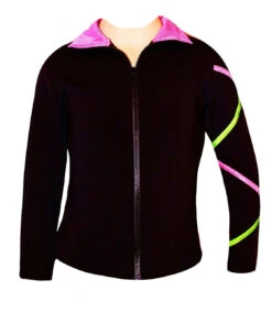 Criss Cross Poly/Spandex Ice Skating Jacket Pink/Lime XJ120