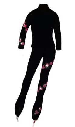 Ice Skating Jacket With "Pink Spiral Hearts" Rhinestuds Design -SkateHaven Store pinkswirlingheartssetback78 61149.1667939248