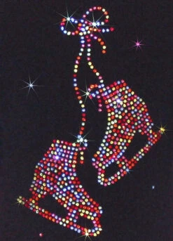 Black "Peace & Stars" Ice Skating Dress With Rainbow Mix "Pair Of Skates" Rhinestone Applique -SkateHaven Store rainbowmixdesign 56092.1540224500