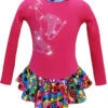 Pink "Peace & Stars" Ice Skating Dress With "Pair Of Skates" Design -SkateHaven Store sd711skatedress 73991.1614903479