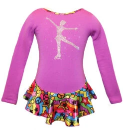 Purple "Peace & Stars" Ice Skating Dress With "Skating Girl" Applique