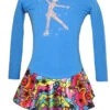 Blue "Peace & Stars" Ice Skating Dress With "Skating Girl" Design -SkateHaven Store sd714skatedress 39482.1540224500