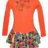 Orange "Peace & Stars" Ice Skating Dress With "Peace & Stars" Rhinestone Applique -SkateHaven Store sd716skatedress 33743.1540224501