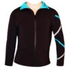 Criss Cross Poly/Spandex Ice Skating Jacket Silver/Turquoise XJ122 -SkateHaven Store silverturqpolyspandexjacket 62472.1540224502