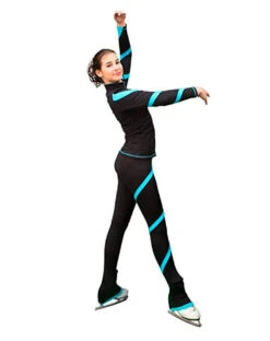 ChloeNoel Figure Skating Spiral Outfit - Figure Skating Pants P06 And Figure Skating Jacket J36 Combination -SkateHaven Store turquoise outfit 2 19876.1645035584